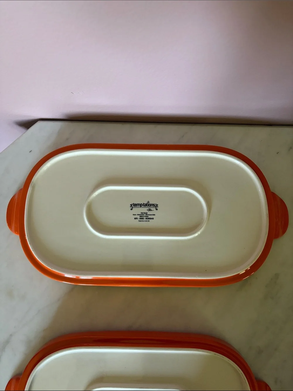 Temptations by Tara Ceramic Serving Trays in Orange with Autumn Leaf Accent